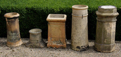 Various buff terracotta chimney pots