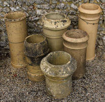 Round terracotta chimney pots