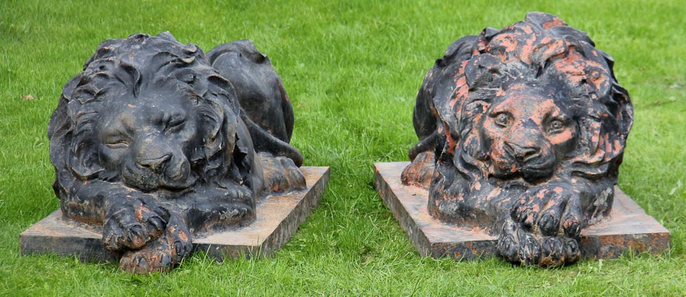 Large Cast Iron Garden Lions