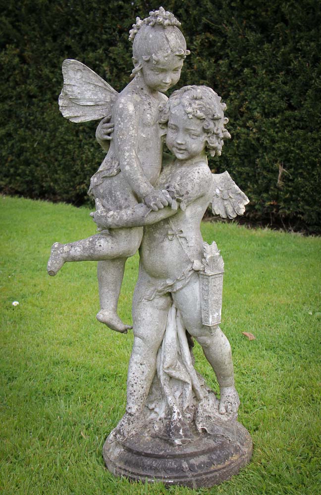 Marble Garden Figures of Psyche and Cupid